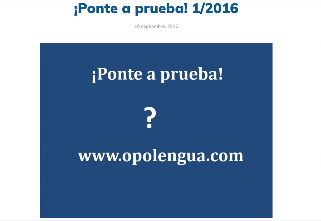 Primer ¡Ponte a prueba! 18 de septiembre de 2015